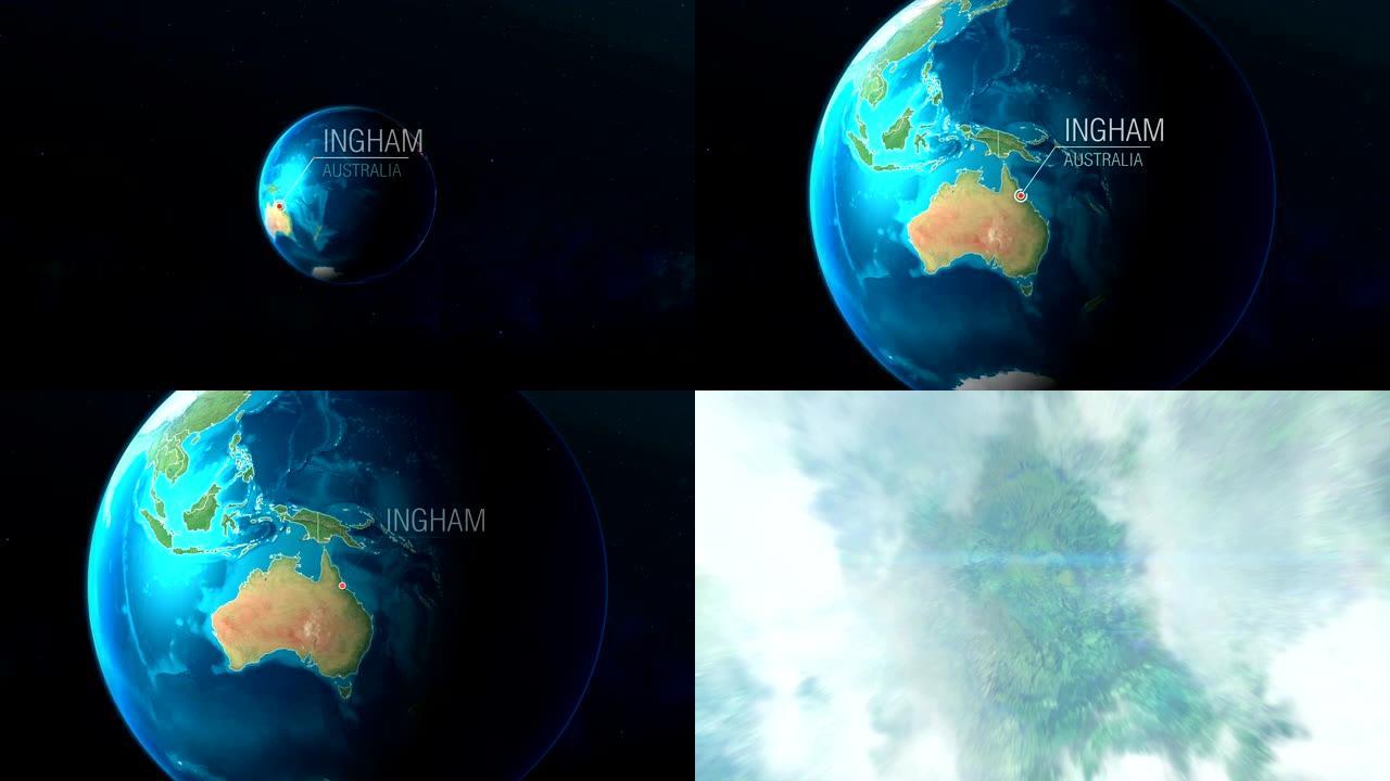 澳大利亚-英厄姆-从太空到地球的缩放