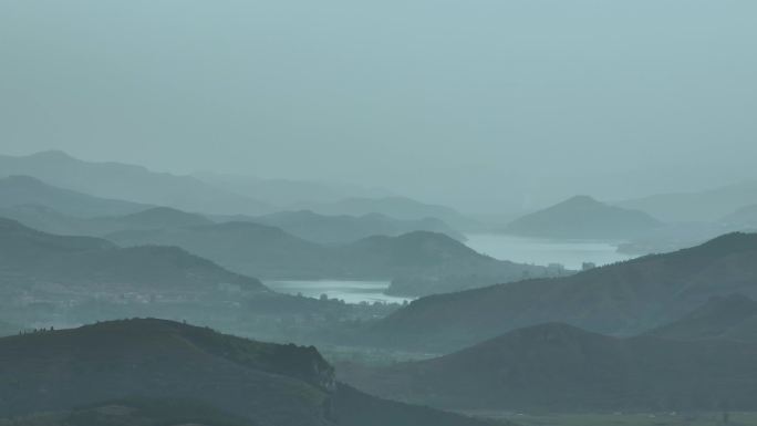 淄博博山山区雨后航拍