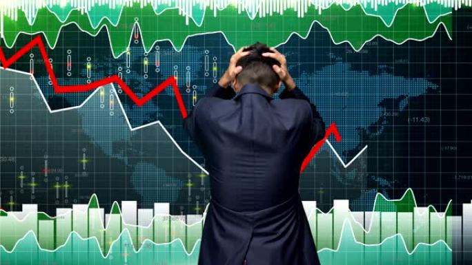 商业投资者对市场下跌，熊市，哭泣的人感到不安