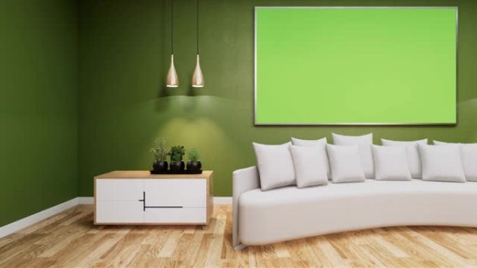 客厅墙壁上有白板房间颜色绿色