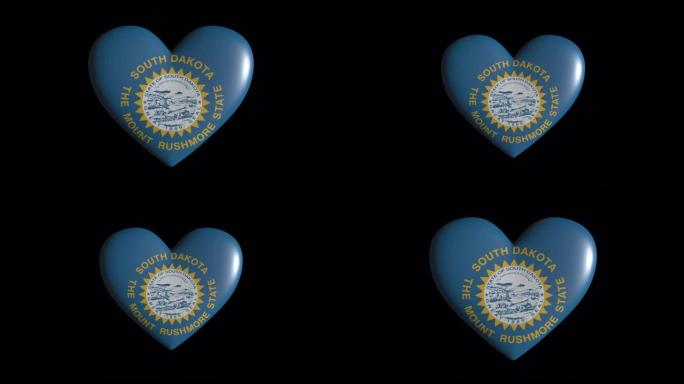 南达科他州心脏搏动隔离透明背景环，阿尔法通道