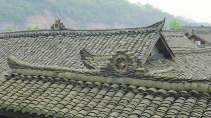 航拍阆中古城的房顶