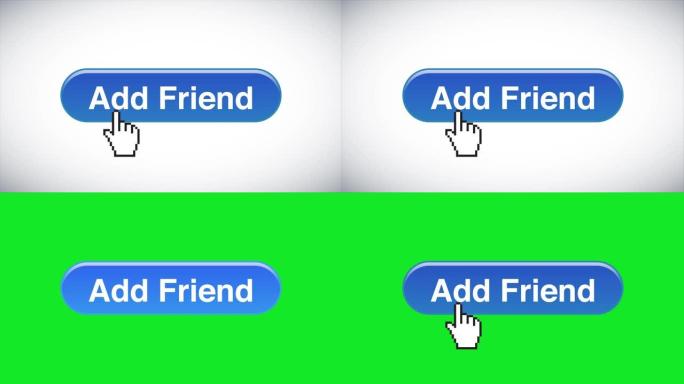 蓝色添加好友网页界面按钮点击鼠标光标4k股票视频