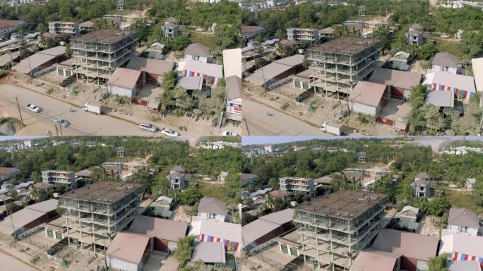 西哈努克城无人驾驶飞机全高清拍摄的酒店建筑工地