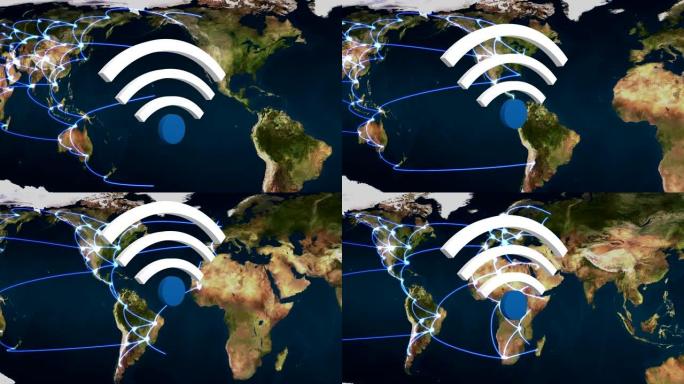 WiFi符号和世界地图