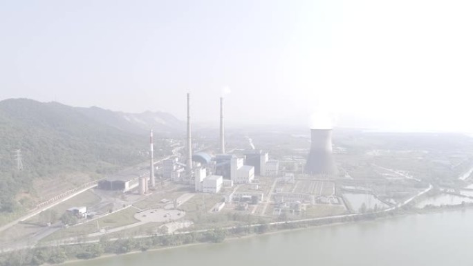 中国工业景观火力发电厂鸟瞰图