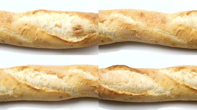 白色背景上的法式长棍面包