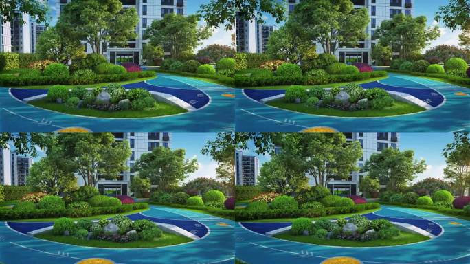 住宅小区园林竟绿化场景