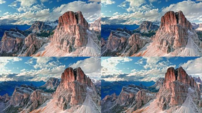 意大利多洛米蒂鸟景Passo Giau附近的Averau峰