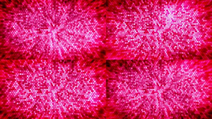 红色电闪电蜂窝背景。发光的电六边形。商业技术循环动画。