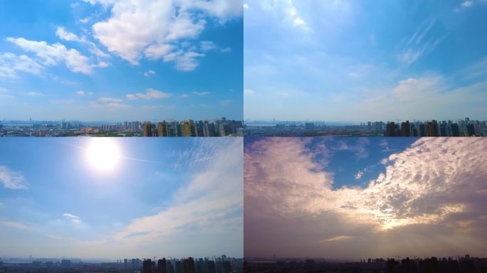 城市蓝天白云风景延时摄影视频素材7分钟_
