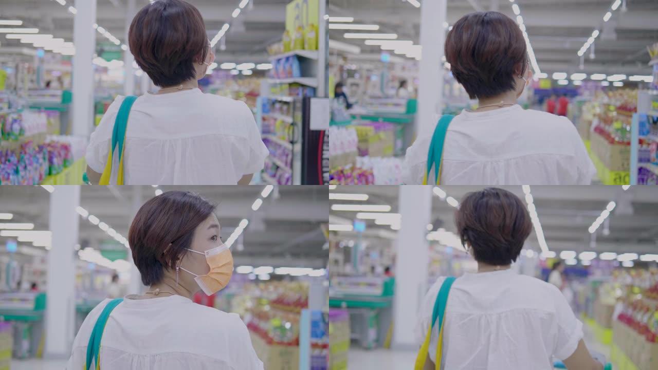 亚洲女性去超市购物
