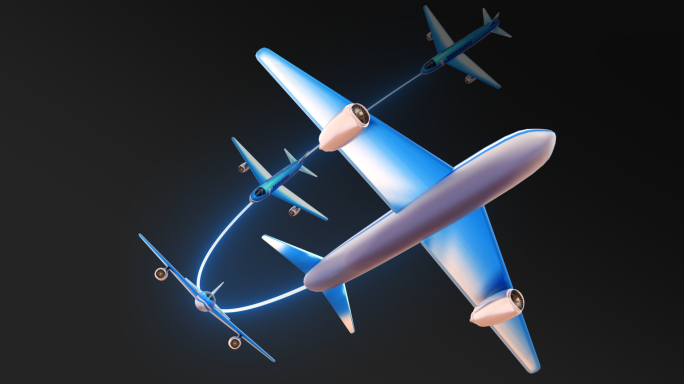 3D飞机飞入 飞机划过画面 飞机冲出画面
