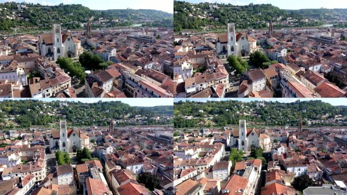 阿根夏季城市景观，加龙河运河上有路堤