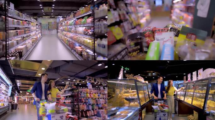 情侣夫妻逛超市 购物消费 超市