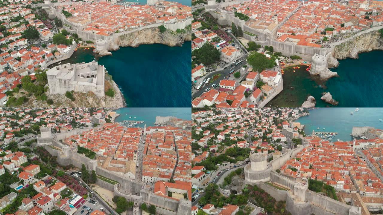 著名的防御工事城市杜布罗夫尼克 (Dubrovnik)，其主要堡垒和塔楼