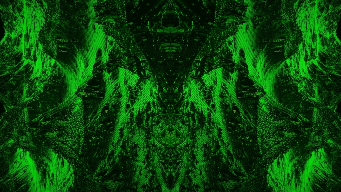 【4K时尚背景】绿色魔幻花纹迷幻光影空间
