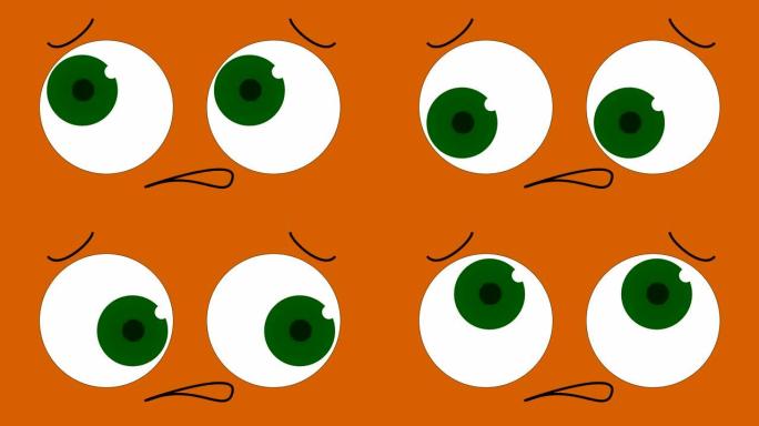 4k卡通忧心忡忡的脸，绿色的大眼睛 | 可循环