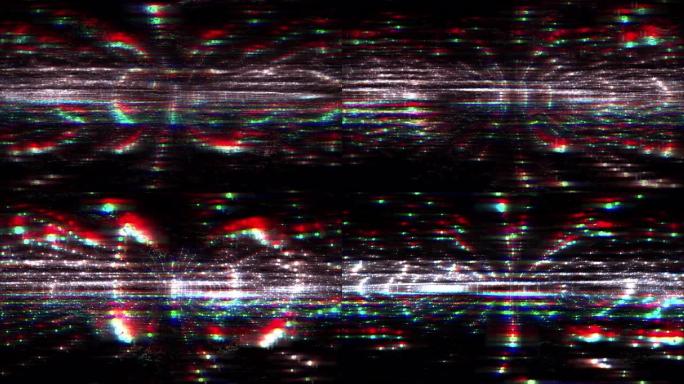 闪烁的RGB光纹理光束掠过屏幕动画抽象背景