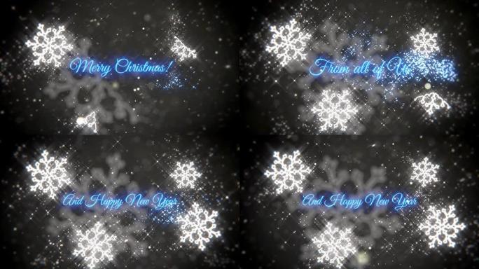 蓝色雪花和圣诞节愿望的动画