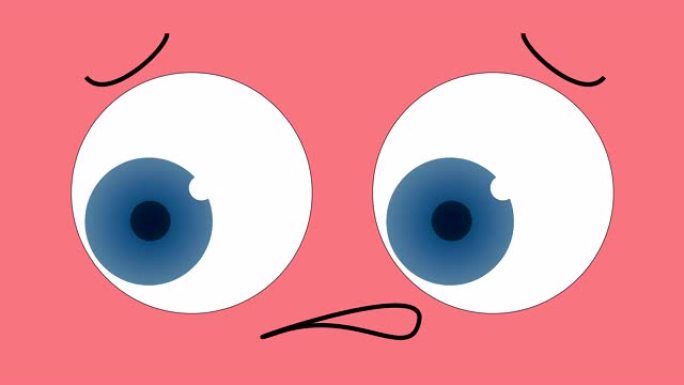 4k卡通忧心忡忡的脸，蓝色的大眼睛 | 可循环
