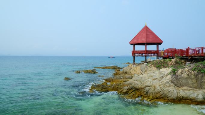 海边 栈道 观海亭 凉亭 海滨公园