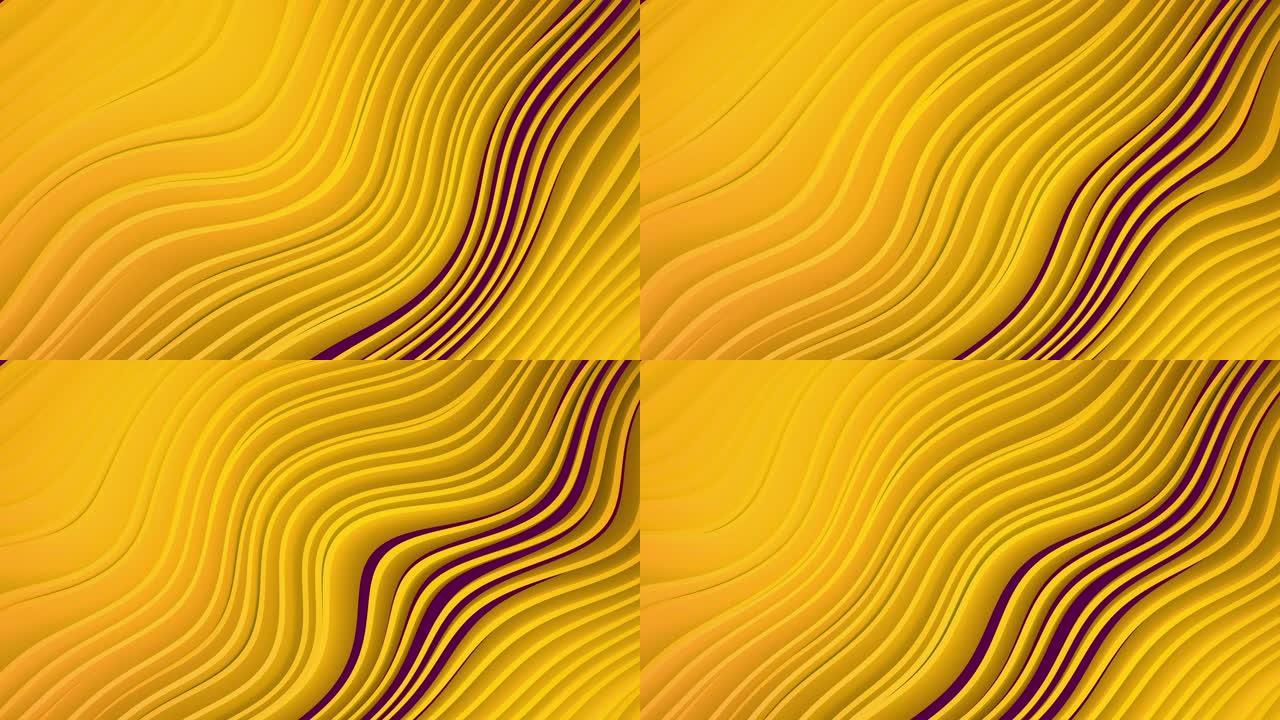 4k 3D动画一排排五颜六色的弹出黄色条纹荡漾。