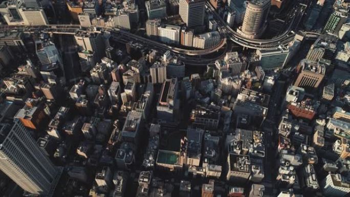 日本东京市中心的空中拍摄