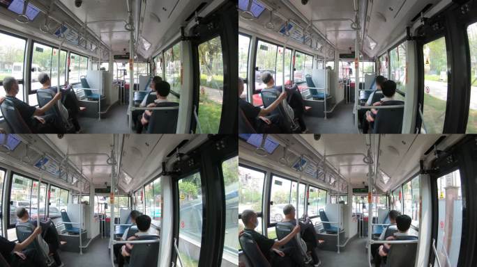 行驶中的重庆公交车内部延时摄影