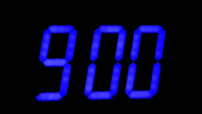 蓝色大数字的发光二极管时钟显示，闪烁秒，一小时换一小时。