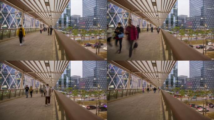 深南大道天桥人流延时上下班高峰期都市节奏