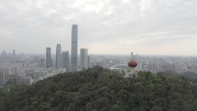 广东省东莞航拍旗峰山国贸地标旗峰公园