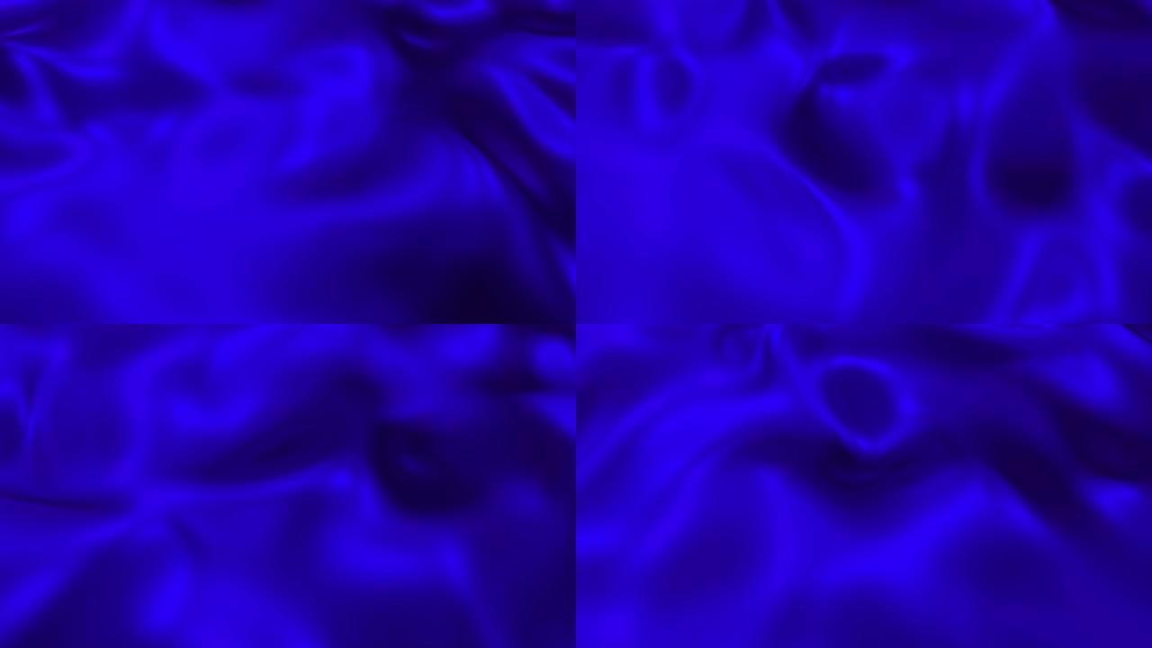 蓝色金属波液体背景。魅力缎熔岩纹理3D渲染循环4k