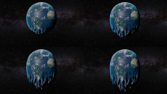 全球变暖，地球从外太空融化，4k