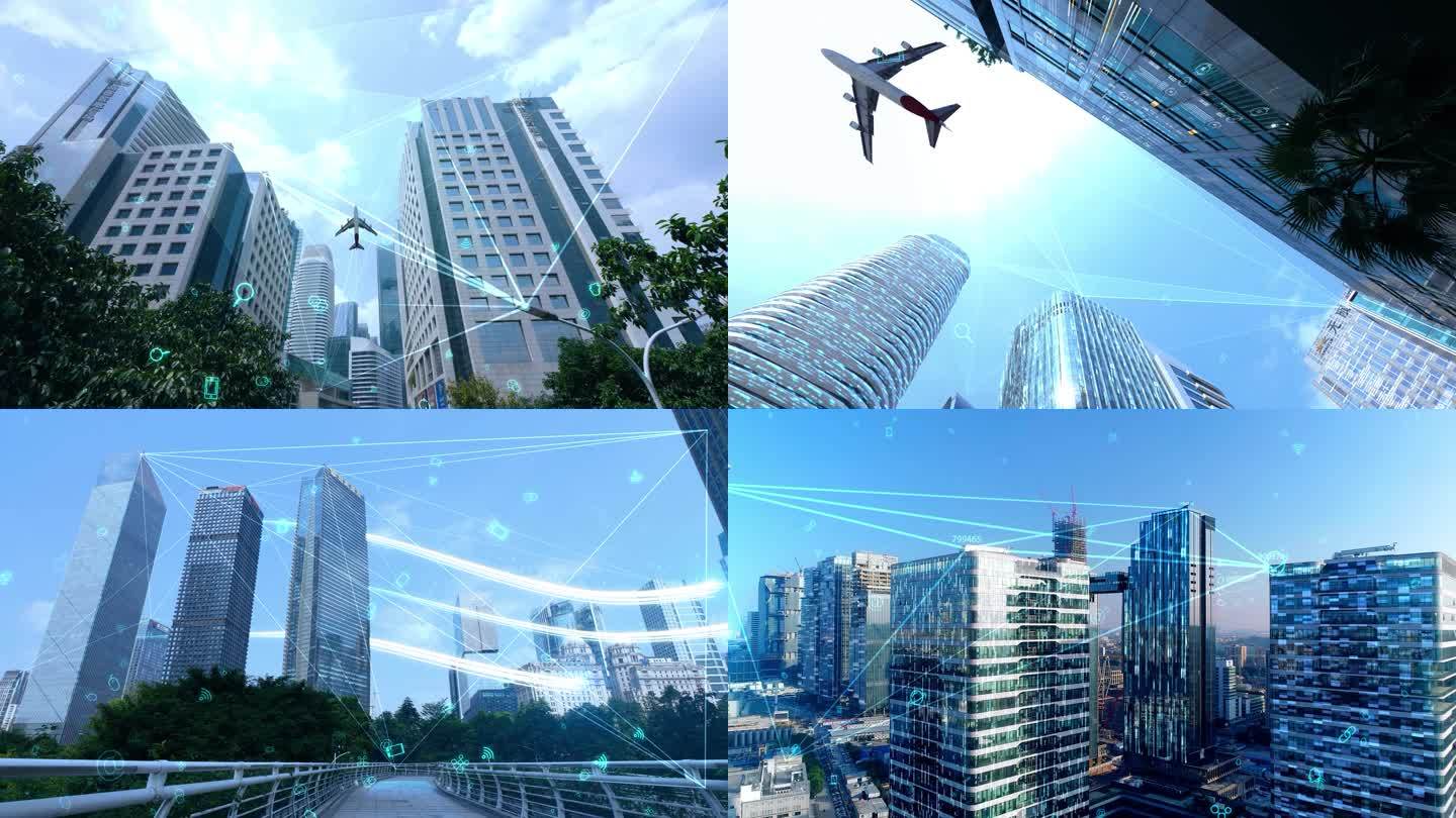 科技互联网智慧城市建筑数字化特效素材