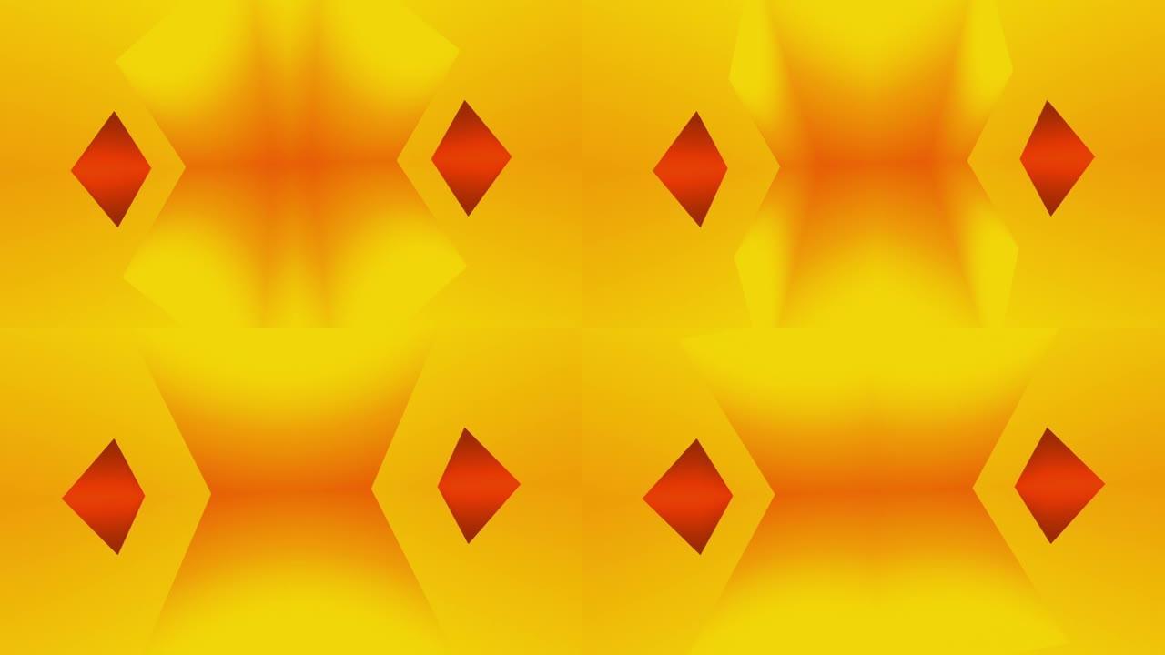 黄色和橙色抽象3D背景与循环形状