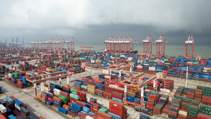 航拍4k 广州港口素材合集 货柜海运