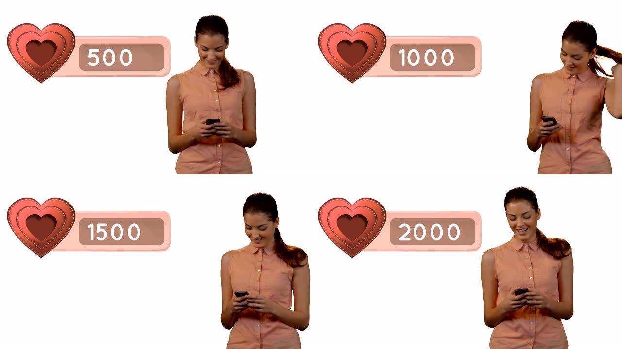 女人在发短信时微笑4k