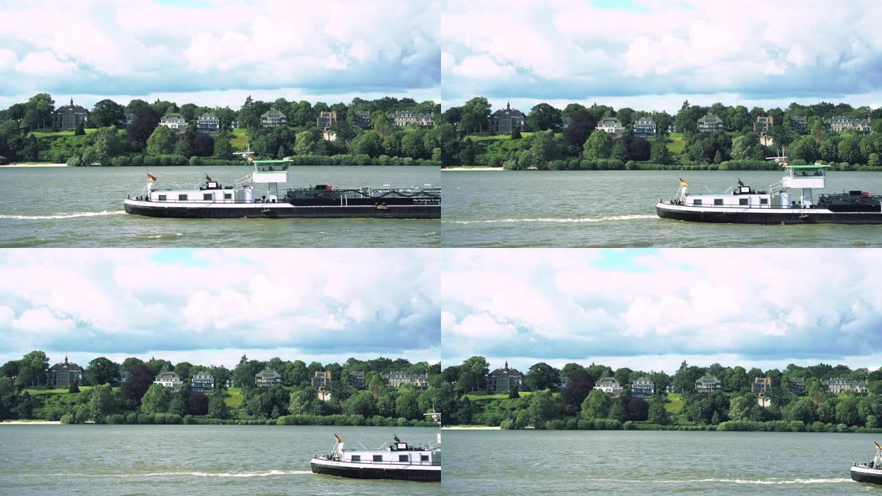 易北河汉堡的住宅和船只过境