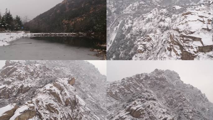 航拍小珠山雪景