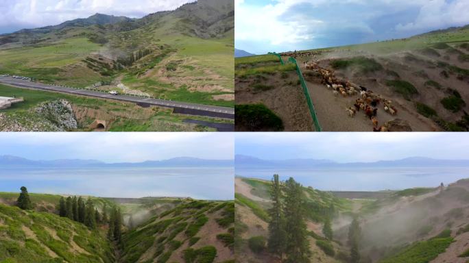 新疆赛里木湖风景航拍