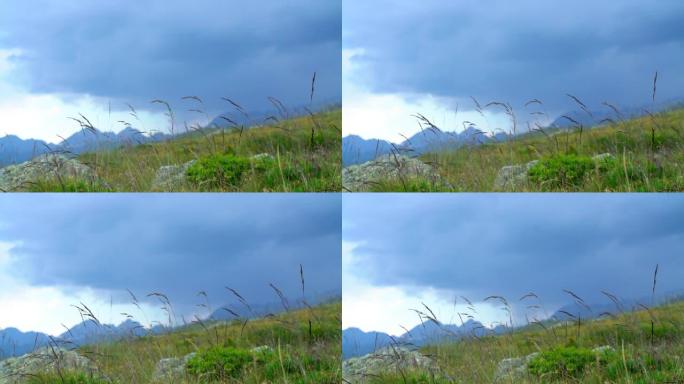 阿尔卑斯山即将来临的雷暴
