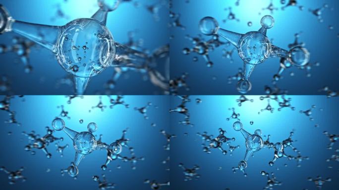 微观水分子三维动画 医美视频广告素材