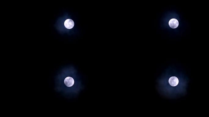 漫漫长夜的月亮和月光在夜空和云上通过1
