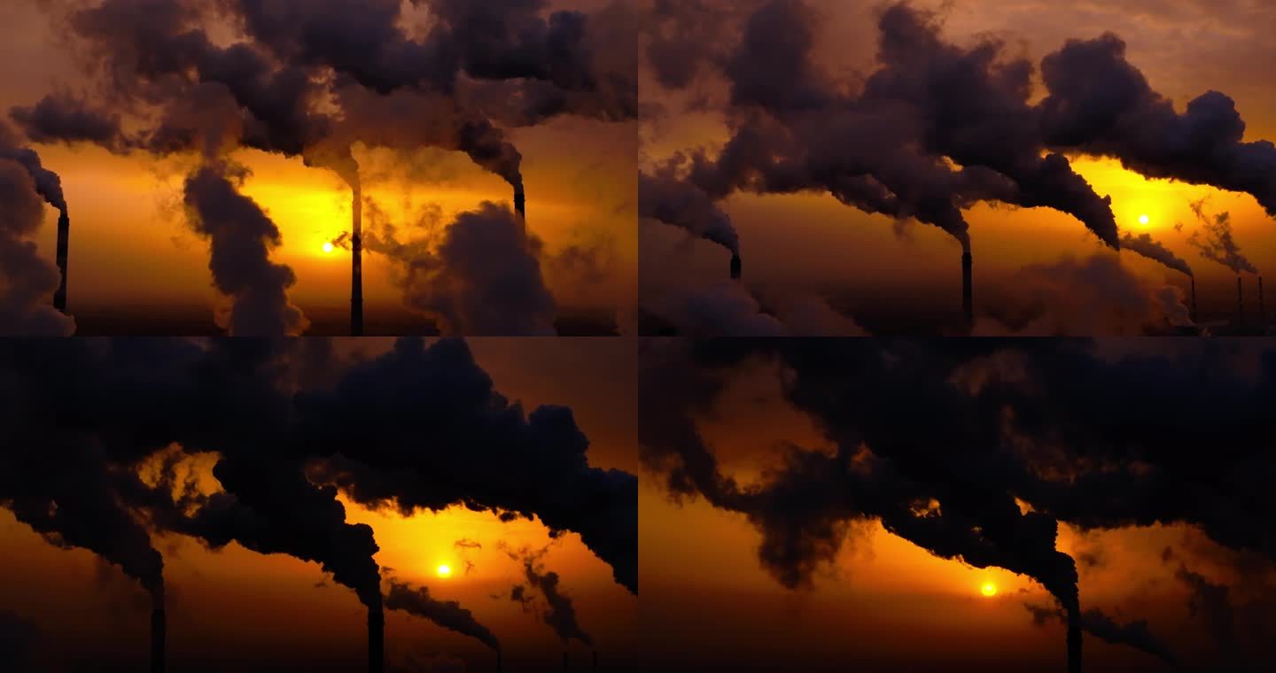 日落烟囱污染大气污染排放5.1K