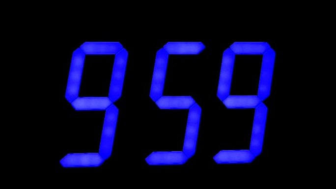 蓝色大数字的发光二极管时钟显示，闪烁秒，一小时换一小时。