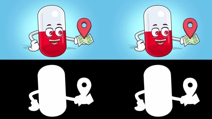 卡通药丸胶囊面部动画位置图地址与阿尔法哑光