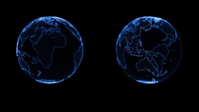 3D镂空发光粒子地球 循环 带透明通道