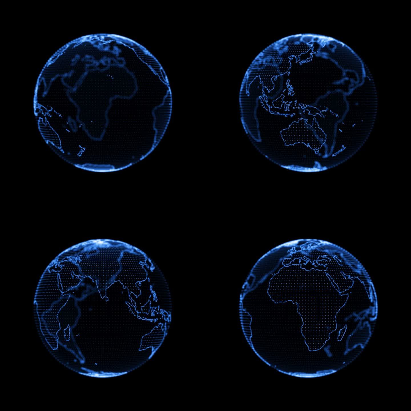 3D镂空发光粒子地球 循环 带透明通道
