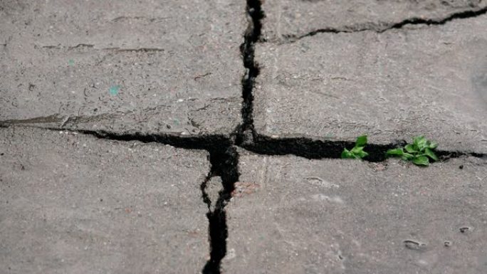 雨中开裂的混凝土地板